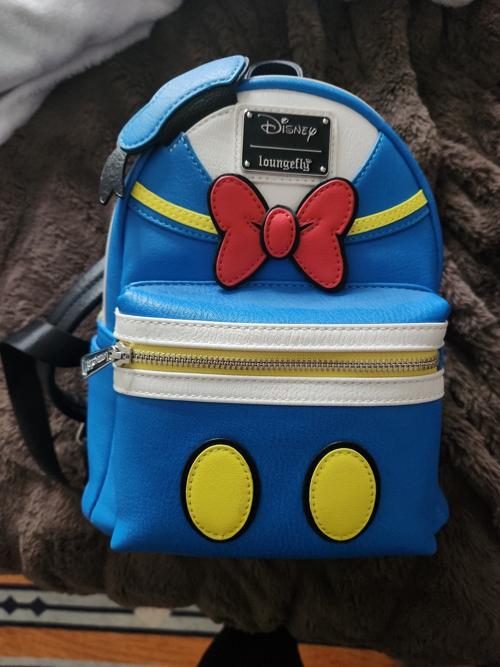 Loungefly Kids Donald Duck Inspired Blue Mini Backpack with Red Bow